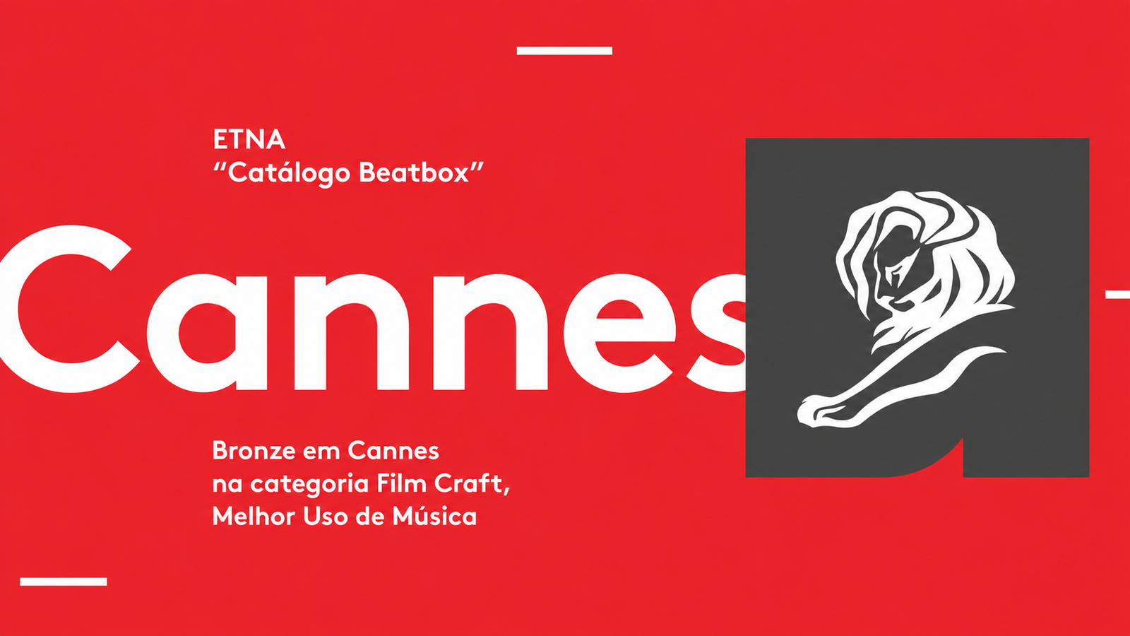 Card do prêmio Bronze em Cannes